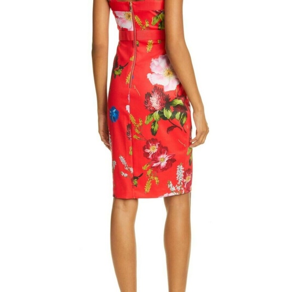 NWT TED BAKER Red Floral Print AMYLIA BODYCON - Picture 2 of 6